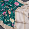 Raw Silk Dark Green Floral Printed Saree With Thread Border
