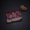 Katan Silk Maroon Floral Printed With Sequence Work Saree And Thread Border