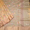 Tissue Kota Yellow Thread Embroidered Saree With Zari Border