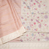 Raw Silk Baby Pink Zari Stripes Saree With Printed Border