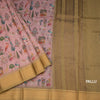 Semi Linen Light Pink Printed Saree With Zari Border