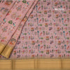 Semi Linen Light Pink Printed Saree With Zari Border