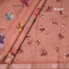 Semi Raw Silk Light Brick Red Floral Printed Saree With Zari Border