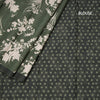 Semi Raw Silk Leaf Green Floral Printed Saree With Ribbon Border