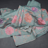 Raw Silk Powder Blue Zari stripes Saree And Printed Sequence Work