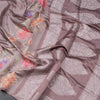 Raw Silk Brown Zari stripes Saree And Printed Sequence Work