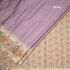 Tussar Lavender Plain Saree With Temple Border