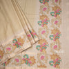 Tussar Pastel Yellow Plain Saree With Temple Border