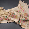 Tussar Pastel Yellow Plain Saree With Temple Border