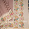 Tussar Light Brown Plain Saree With Temple Border