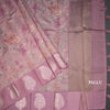 Raw Silk Onion Pink Zari Stripes With Floral Printed Saree