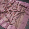 Raw Silk Onion Pink Zari Stripes With Floral Printed Saree