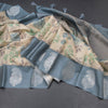 Raw Silk Cream Zari Stripes With Floral Printed Saree