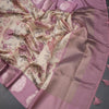 Raw Silk Cream Zari Stripes With Floral Printed Saree 02