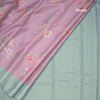 Raw Silk Onion Pink Stripes Printed Saree With Zari Checks Border 02