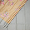 Raw Silk Mustard Yellow Stripes Printed Saree With Zari Checks Border