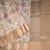 Raw Silk Cream Zari Stripes With Floral Printed Saree 03