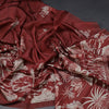 Semi Raw Silk Maroon Floral Printed Saree With Ribbon Border
