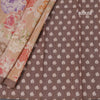 Semi Raw Silk Light Brown Floral Printed Saree With Ribbon Border