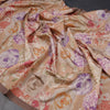 Semi Raw Silk Light Brown Floral Printed Saree With Ribbon Border