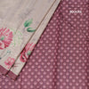 Semi Raw Silk Beige Floral Printed Saree With Ribbon Border