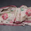 Semi Raw Silk Beige Floral Printed Saree With Ribbon Border