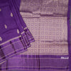 Tussar Dark Purple Saree With Zari Buttas And Satin Border