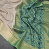 Raw Silk Cream Plain Saree With Zari Border 02