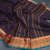 Chettinad Cotton Dark Maroon Plain Saree With Zari Border With Blouse