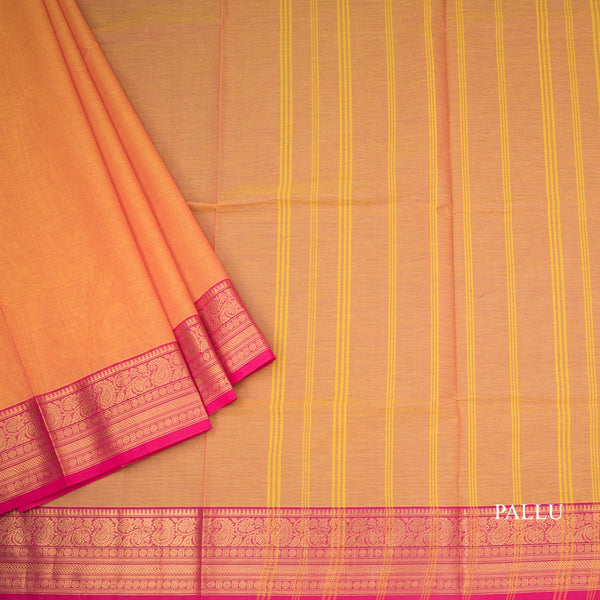 Chettinad Cotton Shot Colour Plain Saree With Zari Border With Blouse