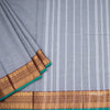 Chettinad Cotton Grey Plain Saree With Zari Border With Blouse