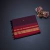 Chettinad Cotton Maroon Saree With Small Buttas And Temple Border With Blouse