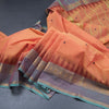 Chettinad Cotton Light Orange Saree With Small Buttas And Temple Border With Blouse