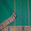 Chettinad Cotton Peacock Green Saree With Small Buttas And Temple Border With Blouse