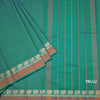 Chettinad Cotton Peacock Green Checked Saree With Mustard Border Without Blouse