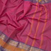 Chettinad Cotton Pink Plain Saree With Zari Border Without Blouse