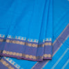 Chettinad Cotton Sky Blue Plain Saree With Rettapet Border Without Blouse