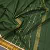 Chettinad Cotton Leaf Green Plain Saree And Thread With Zari Border Without Blouse