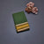 Chettinad Cotton Leaf Green Plain Saree And Thread With Zari Border Without Blouse