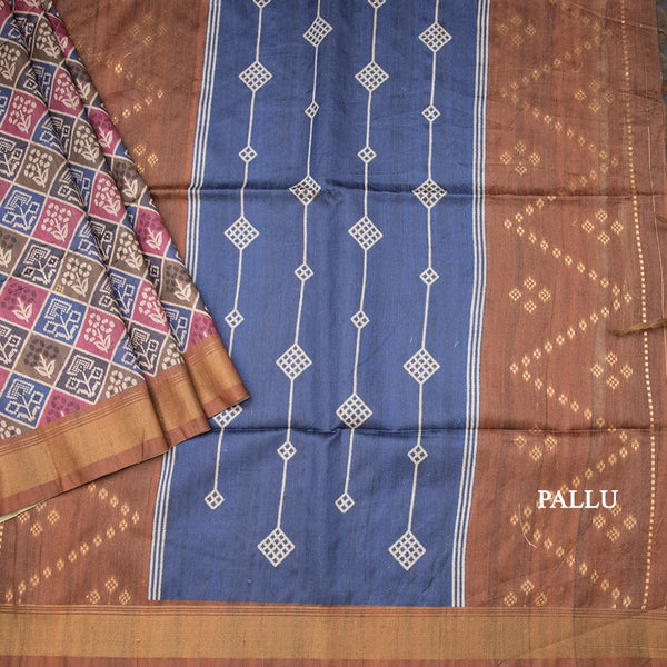 Raw Silk Multi Colour Printed Saree With Zari Border