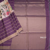 Raw Silk Purple Zari Stripes Saree With Zari Border