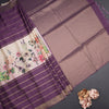 Raw Silk Purple Zari Stripes Saree With Zari Border