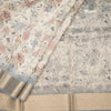 Raw Silk Cream Floral Printed Saree With Zari Border 08