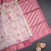 Raw Silk Light Pink Floral Printed Saree With Zari Border