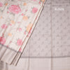 Raw Silk Cream Floral Printed Saree With Zari Checks Border