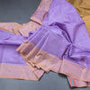 Vaazhai Naar Lavender Saree With Thread Buttas And Contrast Pallu