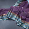Vaazhai Naar Dark Purple Saree With Thread Buttas And Contrast Pallu