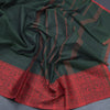 Chettinad Cotton Bottle Green Plain Saree With Thread Border