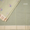 Organza Light Green Thread Work Saree With Zari Border
