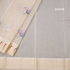 Organza Cream Floral Thread Work Saree With Zari Border